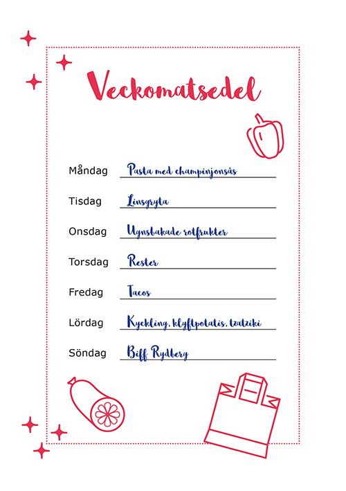 Veckomatsedel